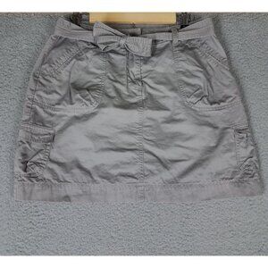 Garnet Hill Skirt Women's 12 Gray Cargo Belted A-Line Short Cotton Casual Pocket
